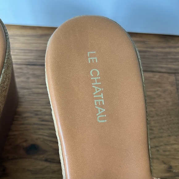 ⭐️ SALE $25 ⭐️ Le Chateau Genuine Leather Platform Wedge Espadrilles Mules Shoe - Picture 3 of 11